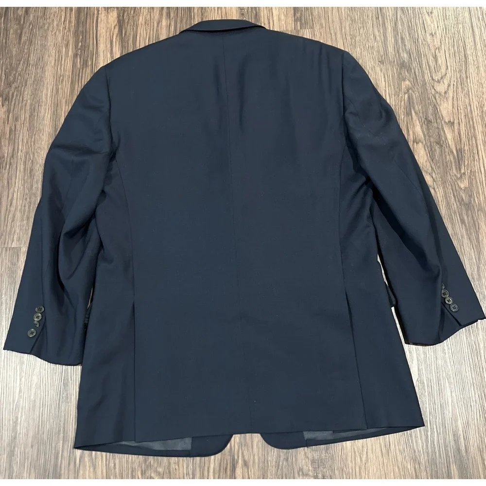 Ermenegildo Zegna Blazer Mens 44R EU54 worsted Super 100's Navy Made In Italy